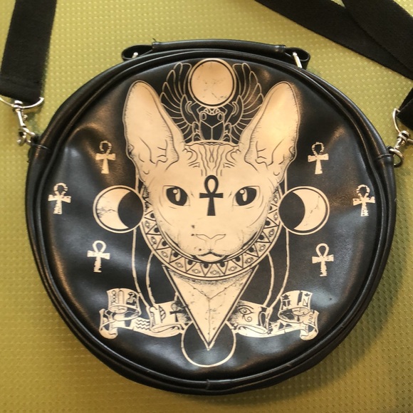 Banned Apparel Bastet/Sphinx Cat Round Purse Shoulder Bag - Picture 2 of 9
